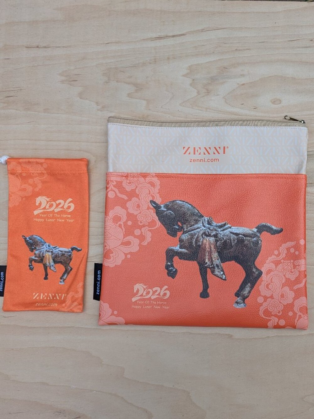 Zenni Year of the Horse Eyeglass Pouch and Matching Softcase with Shammy Cloth